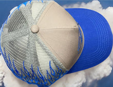 Load image into Gallery viewer, Grey Flaming Trucker Hat