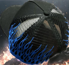 Load image into Gallery viewer, Black Flaming Trucker Hat