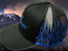 Load image into Gallery viewer, Black Flaming Trucker Hat