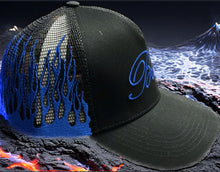 Load image into Gallery viewer, Black Flaming Trucker Hat