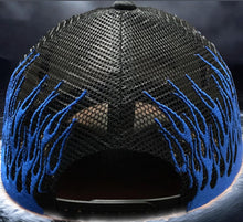 Load image into Gallery viewer, Black Flaming Trucker Hat
