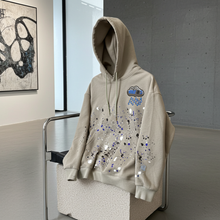 Load image into Gallery viewer, Grey Paint Splash Streetwear Hoodie
